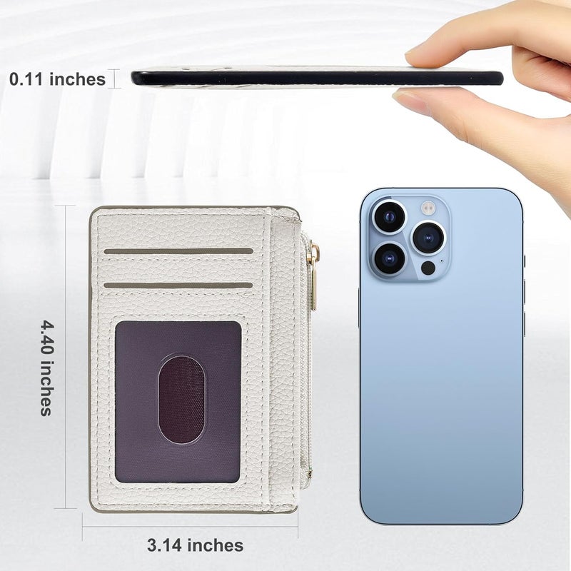 Tipmile Credit Card Holder for Women Slim Minimalist Front Pocket RFID Blocking Wallet Small Compact Card Case with ID Window, Cream White - Image 5